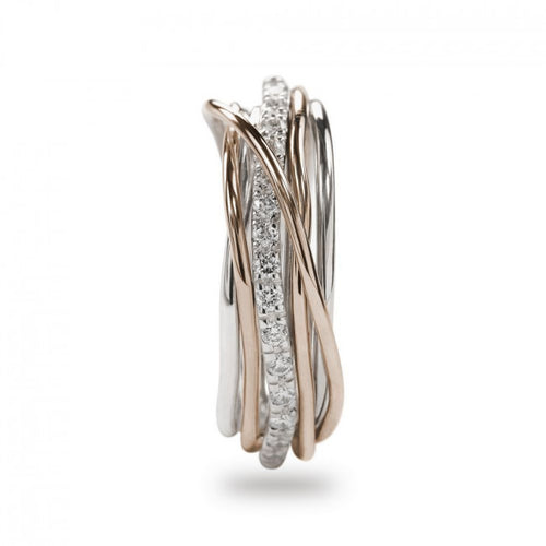 Anello Filodellavita Classic Collection 7 Fili Oro Rosa Argento 925 e Diamanti