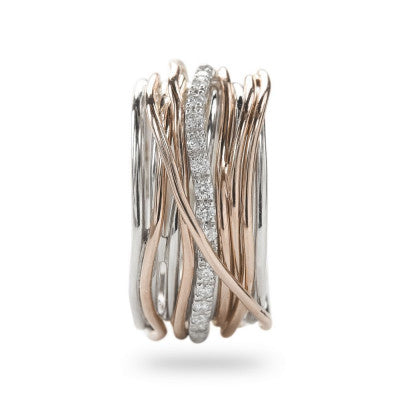 Anello Filodellavita Classic Collection 13 Fili Oro Rosa Argento e Diamanti An13arbt