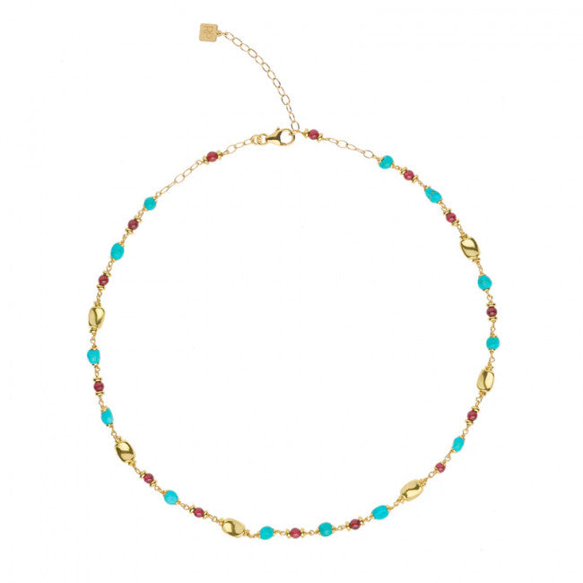 Girocollo Rosso Prezioso Argento Turquoise & Garnet