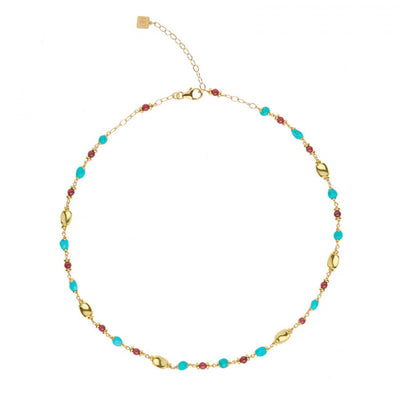 Girocollo Rosso Prezioso Argento Turquoise & Garnet