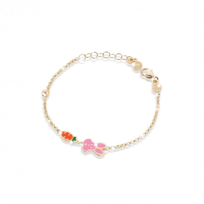 Bracciale le Bebe' Fortuna Oro Giallo Carota e Coniglietto