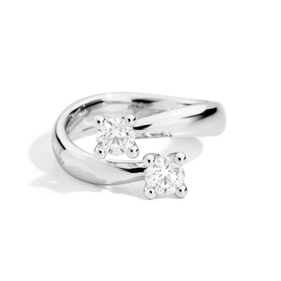 Anello Bilogy Recarlo Eternity in oro bianco con due diamanti contrapposti