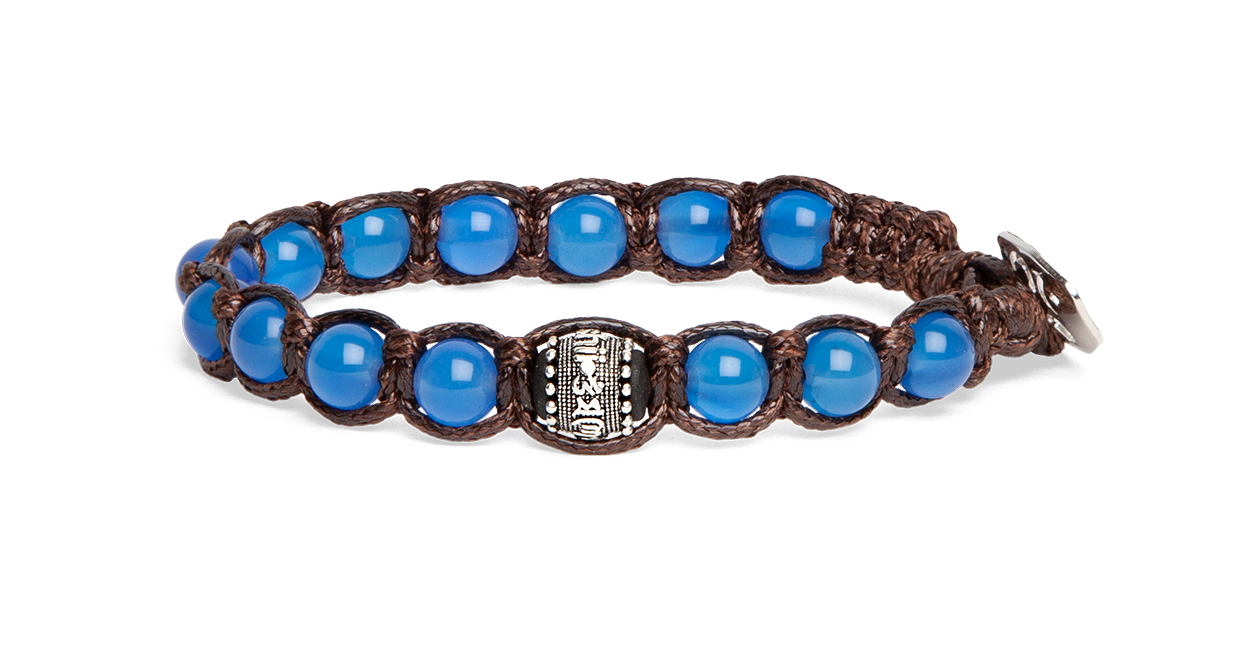 Bracciale Tamashii Agata Blu Ruota della Preghiera 6 mm