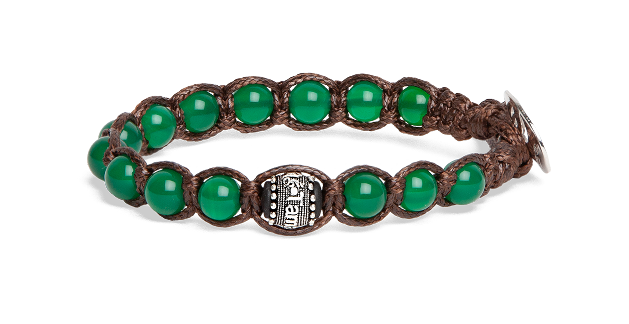 Bracciale Tamashii Agata Verde Ruota della Preghiera 6 mm