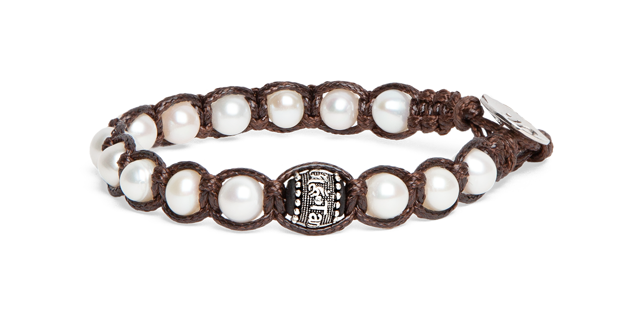 Bracciale Tamashii Perla Naturale Ruota della Preghiera 6 mm