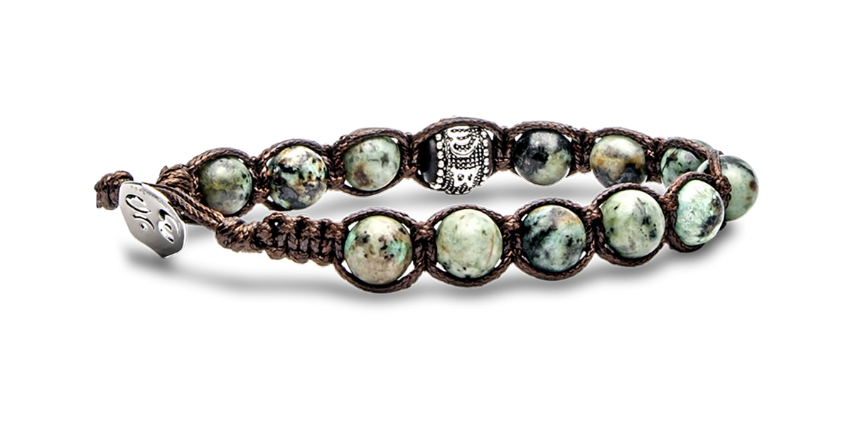 Bracciale Tamashii Turchese Africano Ruota della Preghiera