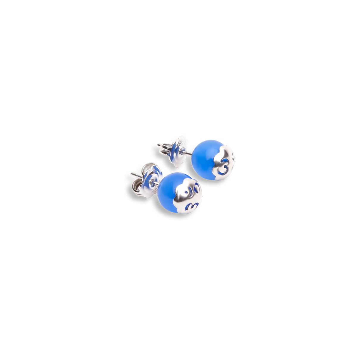 Orecchini Tamashii Sfera Agata Blu Argento 925