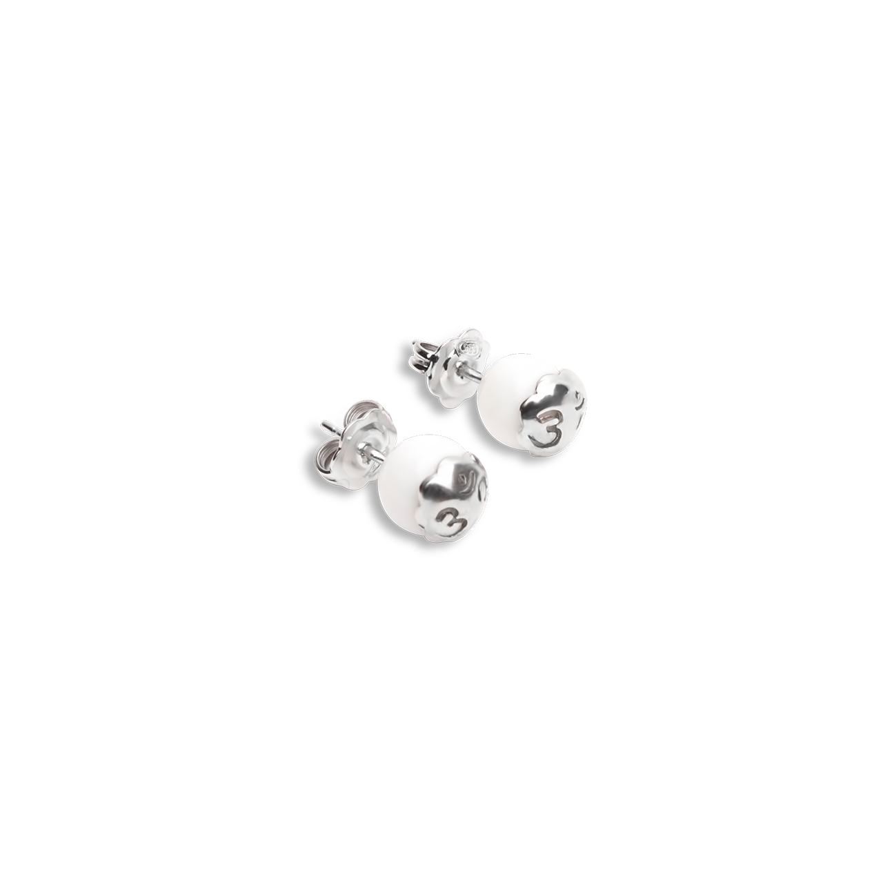 Orecchini Tamashii Sphere Agata Bianca Argento 925 EHST8-14 | ARVIMO Gioielli