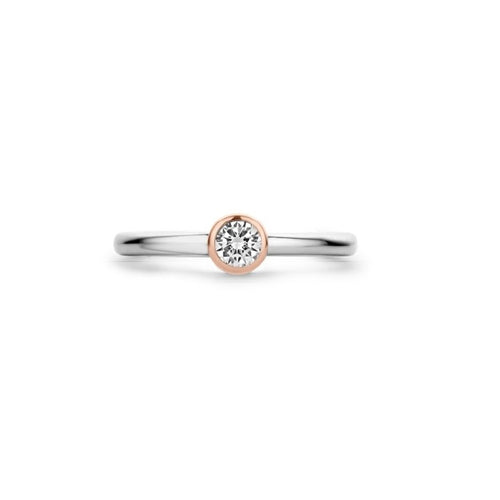 Anello Ti Sento Milano Solitario Argento Oro Rosa e Zircone 1868ZR | ARVIMO Gioielli