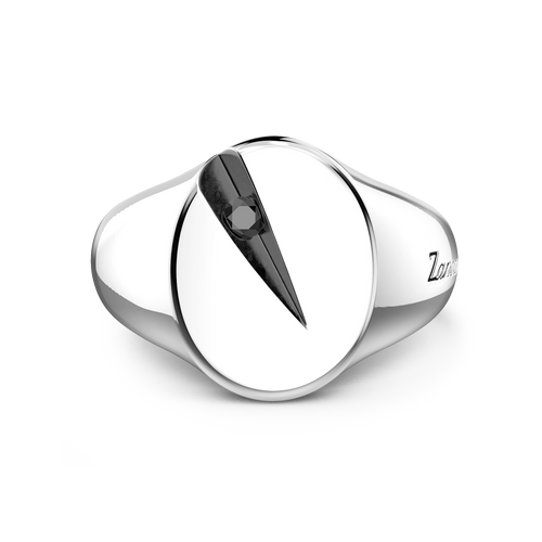 Anello Chevalier Zancan in Argento 925 con Spinello Nero ESA051 | ARVIMO Gioielli