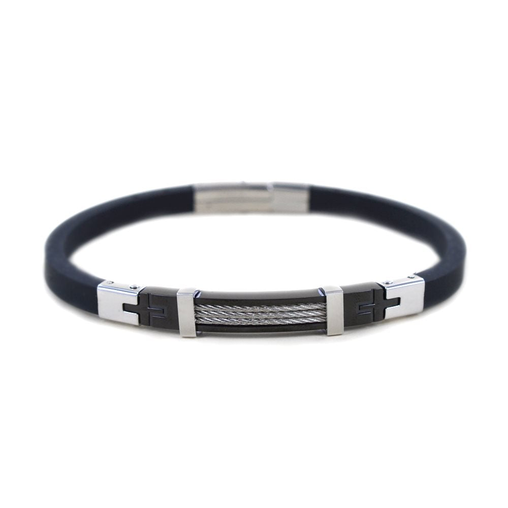 Bracciale Hi Teck Zancan Acciaio 316L PVD Nero e Caucciù UHB094 | ARVIMO Gioielli