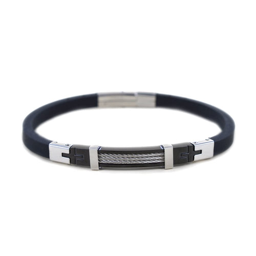 Bracciale Hi Teck Zancan Acciaio 316L PVD Nero e Caucciù UHB094 | ARVIMO Gioielli