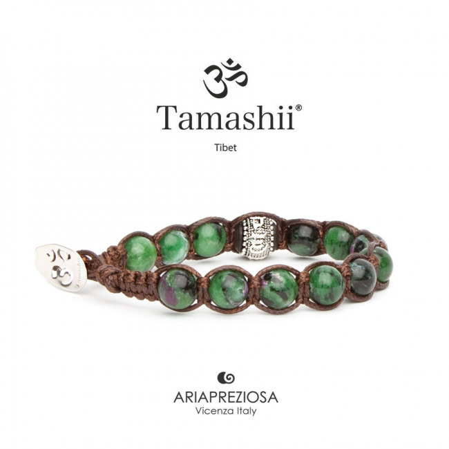 BRACCIALE TAMASHII ZOISITE-RUBINO RUOTA DELLA PREGHIERA BHS1100-244