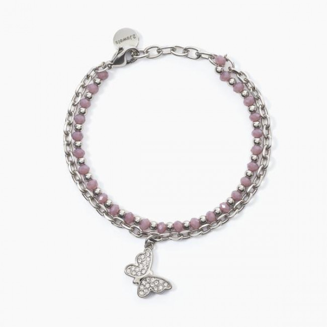 BRACCIALE 2JEWELS ACCIAIO FARFALLA CRISTALLI  232321