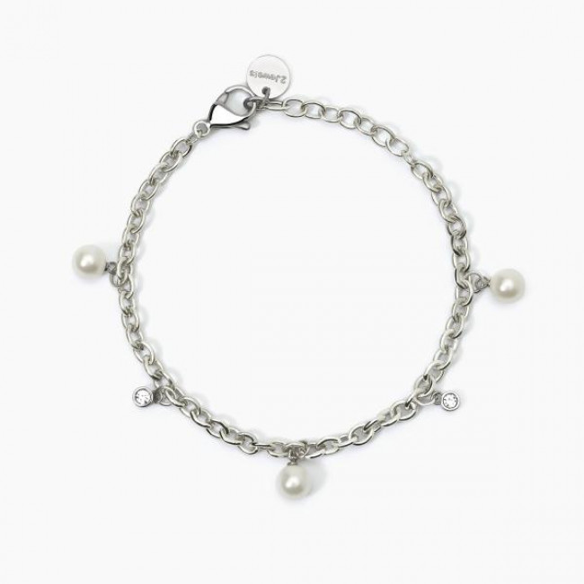 BRACCIALE 2JEWELS ACCIAIO PERLE CRISTALLI 232450