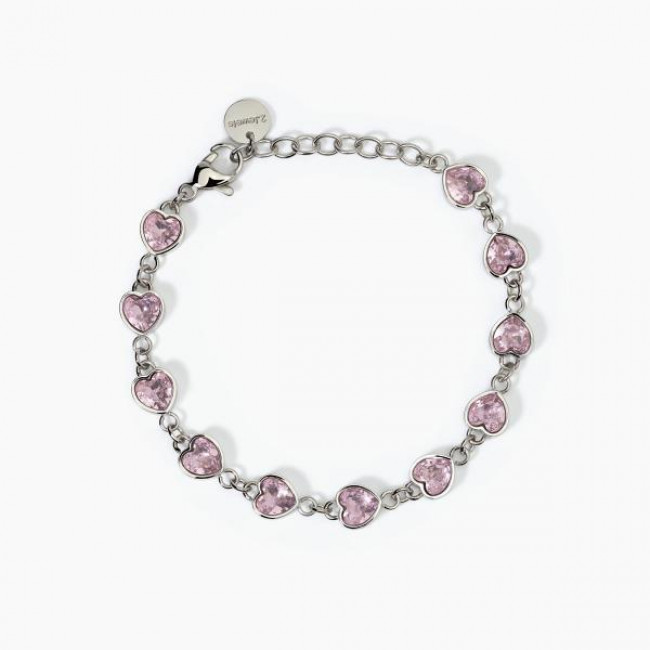 BRACCIALE 2JEWELS ACCIAIO  CRISTALLI ROSA 232453