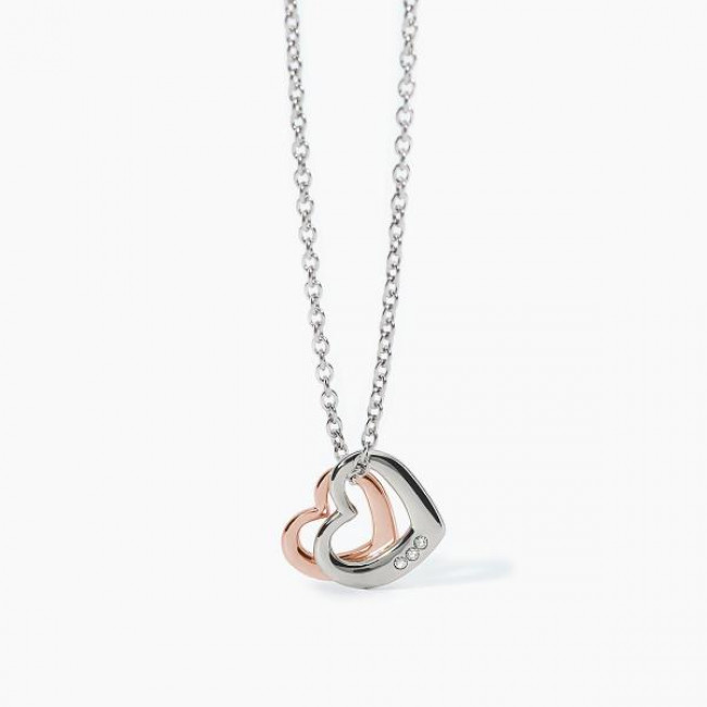 COLLANA 2JEWELS ACCIAIO CUORI BICOLORE ROSATO 251790