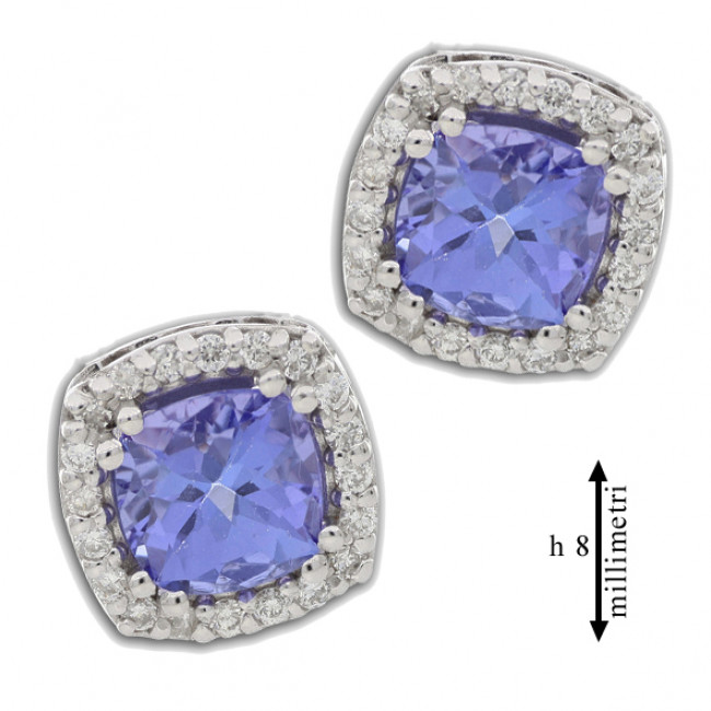 ORECCHINI GEMORO ORO 18KT TANZANITE E DIAMANTI NATURALI OC103BIATZ