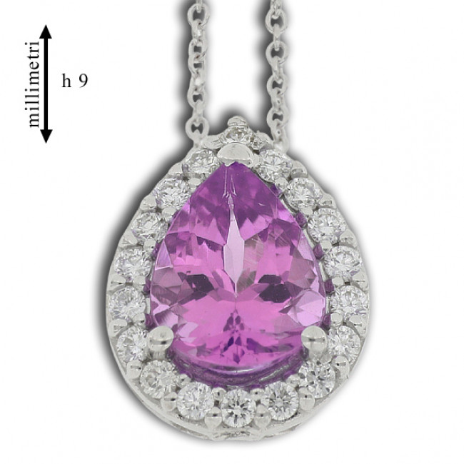 GIROCOLLO GEMORO IN ORO 18kt  ZAFFIRO ROSA E DIAMANTI NATURALI  PC213BROSA