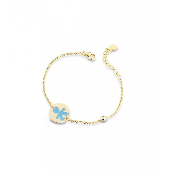 BRACCIALE LE BEBE'  TONDO BIMBO ORO GIALLO E SMALTO AZZURRO PMG021